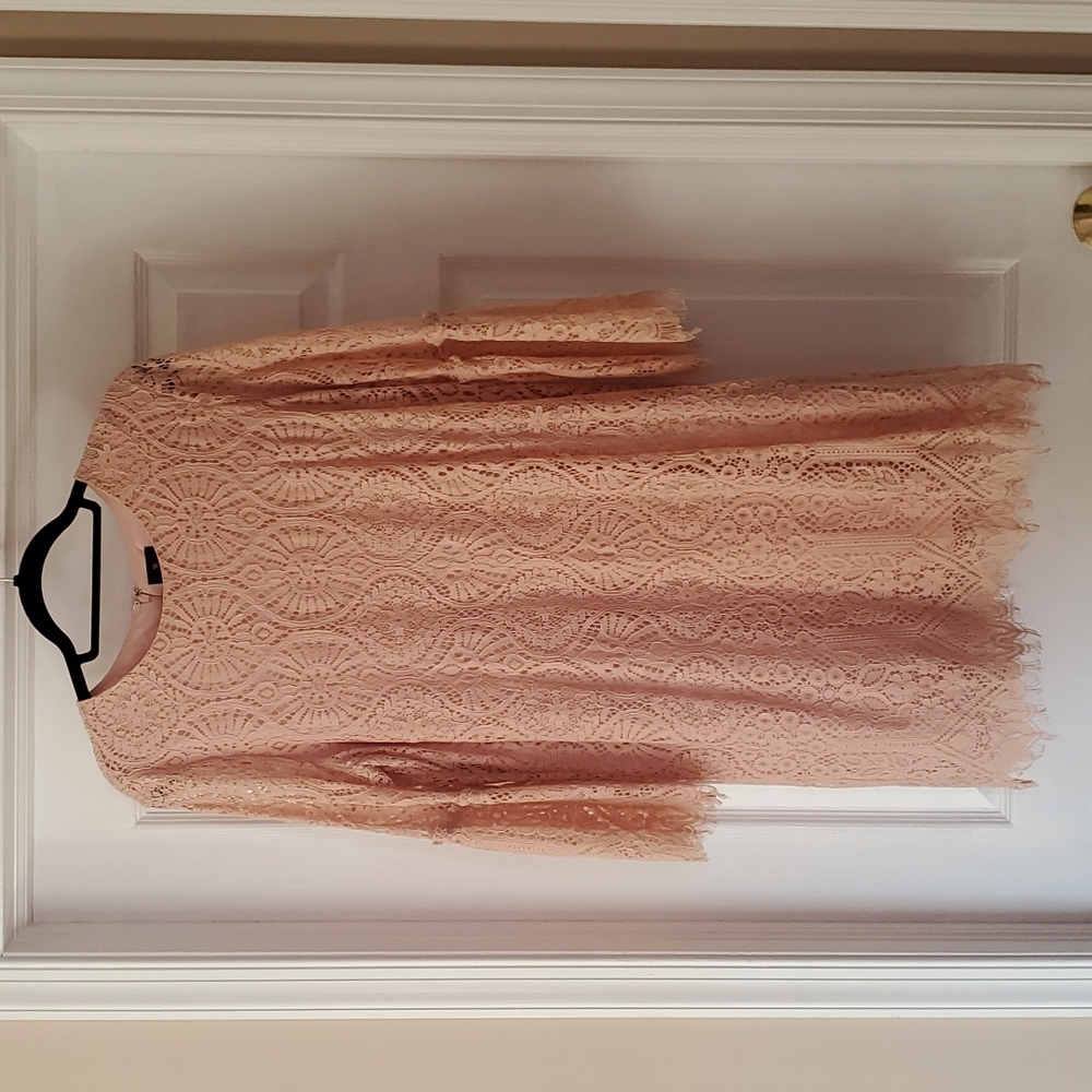 Worthington women pink lace dress size xl